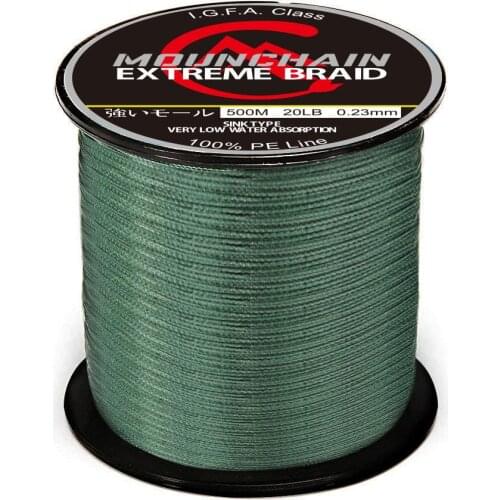 500 Meters 50Lb 0.36mm 1000 Meters 50Lb 0.36mm Outdoor Fishing Line PE Dark Green Four Strand Braid Fish-line