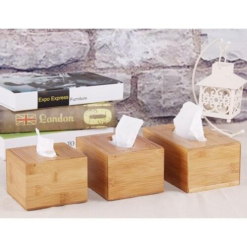 Bamboo Tissue Holder Wooden Dispenser Decorative Organizer Napkin Box Cover Pull Cube for Bathroom Home Kitchen Nightstand