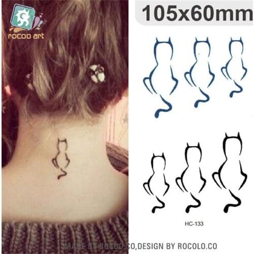 Body Art Harajuku waterproof temporary tattoos lady women simple 3d cat design flash tattoo sticker Free Shipping HC1133