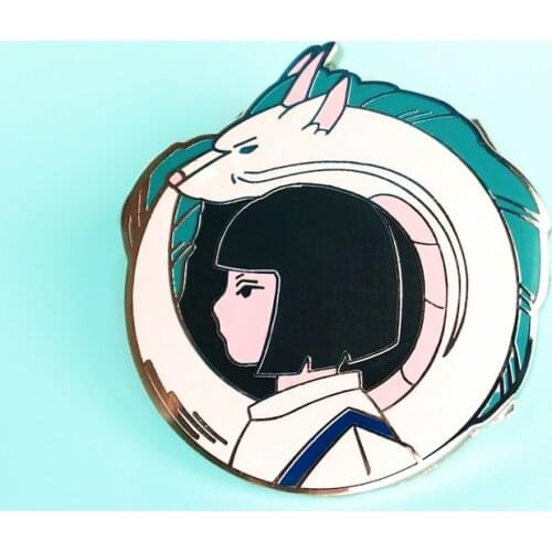 Anime Spirited Away Haku Dragon Brooch Pins Enamel Metal Badges Lapel Pin Brooches Jackets Jeans Fashion Jewelry Accessories