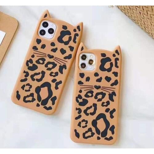 3D Cute Cartoon Leopard Print Phone Case for Apple iPhone XS 11 Pro Max XR X 6 6S 7 8 Plus Soft Silicone TPU Back Cover Shell
