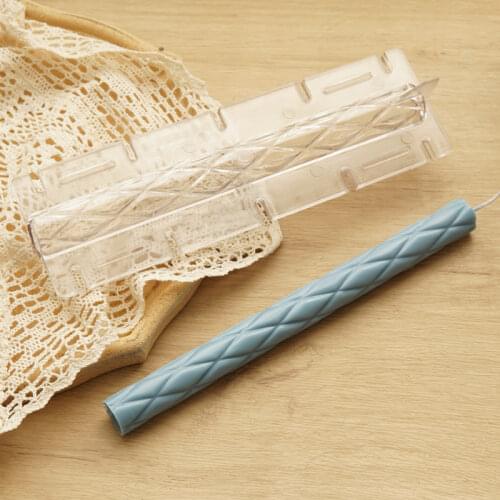 Two-Piece Diamond Embossed Pattern Cylindrical Candle Mould Aromatherapy Candle DIY Plastic Mold Diamond Pattern Rod Candle Mold