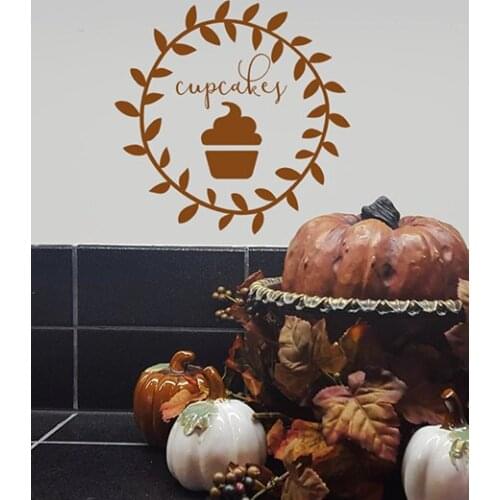 Kitchen Vinyl Wall Stickers Cupcake Pattern Wall Decal Kids Rooms Playroom Removable Decor Cute Bakery Home Decor Art Mural SY73