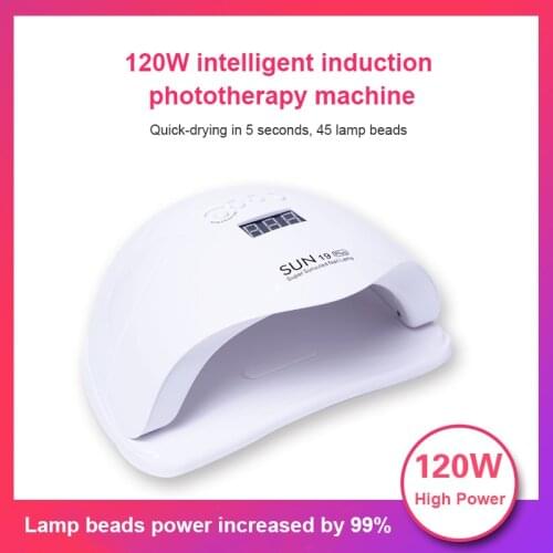 SUN19PRO Lamp Nail Dryer 120W Nail UV LED Lamp Gel Cure Manicure Nail Machine Nail Art Tools Nail Polish Lamp 30s/60s/90s