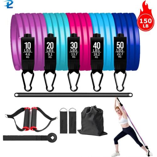 150lbs Fitness Resistance Band Pull Rope Yoga Rubber Band Elastic Band Upgrade Training Band Set Pilates Fitness Equipment Home