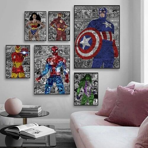 Marvel Anime Manga Canvas Painting Superhero Captain America Poster and Printmaking Wall Art Print Canvas Home Decor Boys Gifts