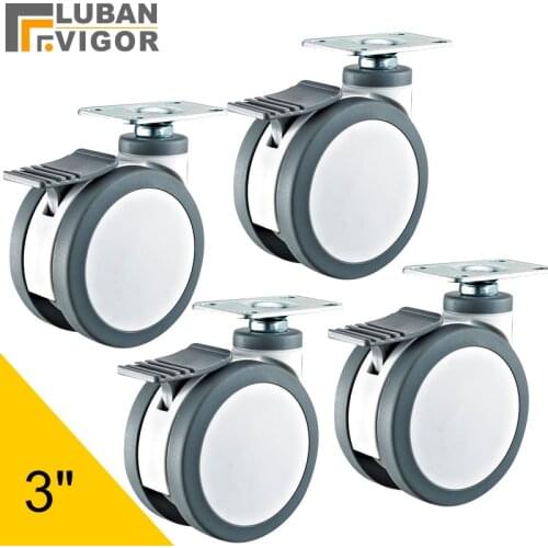 3 inch ,Medical casters/wheels With brake,Flat panel installation,Mute Wearable,For Hospital trolley Electronic equipment