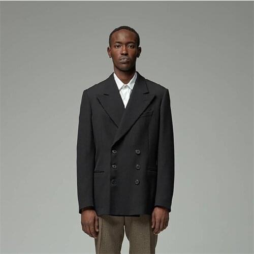 Mens S-7XL!!2019 suit casual style double breasted lapel loose classic