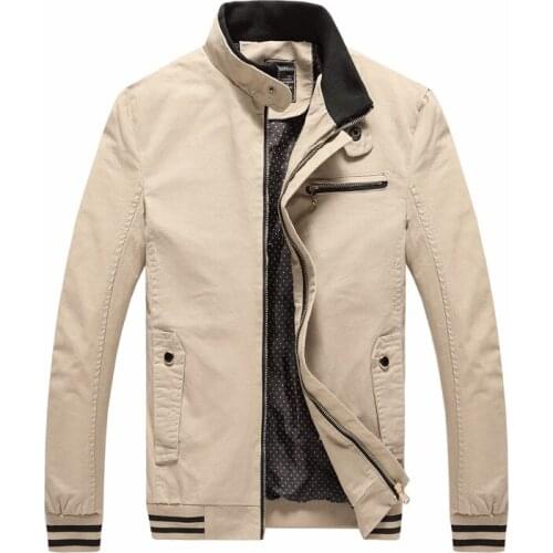 2019 Brand New Spring Autumn Men Casual off white Jacket Coat Mens Fashion Washed 97% Cotton Clothing Jackets Male Coats