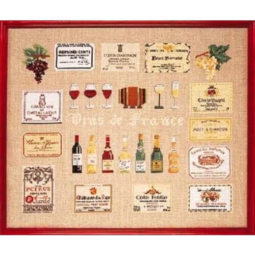 Wines cross stitch kit cup bottle label 14ct count cloth linen canvas stitching embroidery DIY handmade needlework cross-stitch