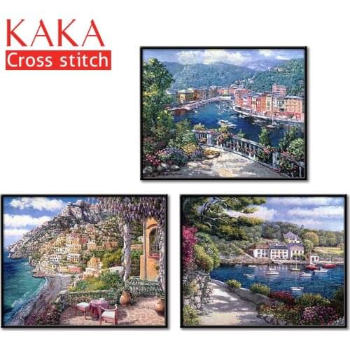 Cross stitch kits,Embroidery needlework sets with printed pattern,11CT-canvas for Home Decor Painting,Landscape Full NCKS036
