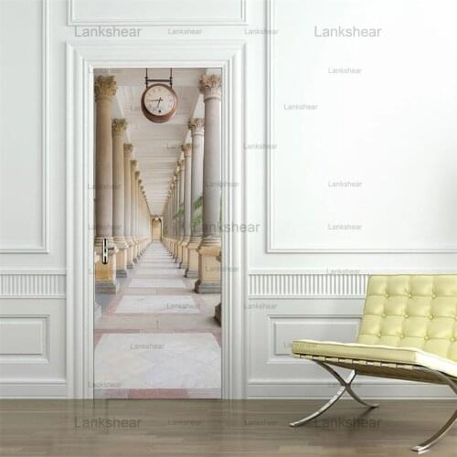 Karlovy Colonnade Landscape Door Sticker 3D Door Decoration Self Adhesive Waterproof Pvc Wallpaper Art Mural Design Home Decor