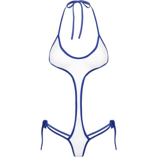 New micro bikini swimwear women swimsuit one piece biquini bikinis Sexy Solid color Transparent Sling String Lace Backless Thong