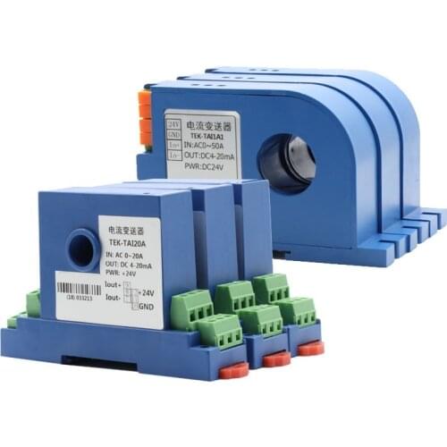 Perforated AC current transmitter, current sensor, Hall sensor, 0-5A, 4-20mA output 24V power-supply