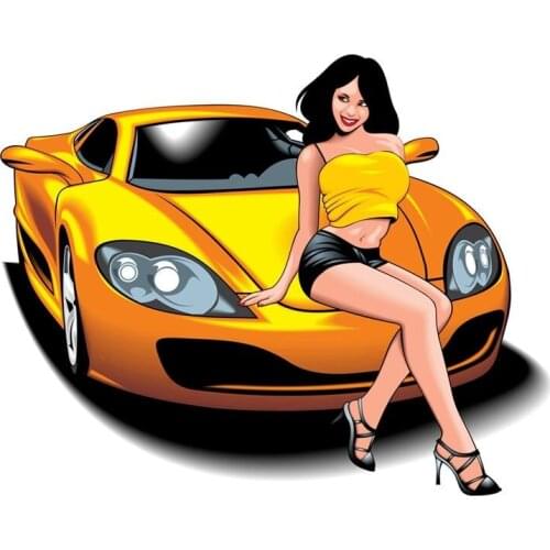 Sexy Girl Sit on Car Colorful Car Sticker Car Bumper Stickers Car Styling Decoration Door Body Window Vinyl Stickers Kk16*13cm