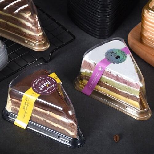 100pcs Sweet Bread Sandwich Transparent Packing Box Cake Packing Box Plastic Cut Triangle Mousse Packing Box