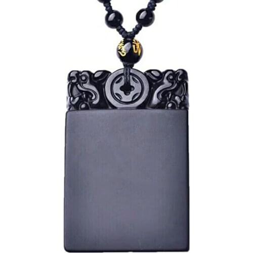 Drop Ship Black Obsidian Pendant Hand-Carved Lucky Amulet pendant necklace women mens Jewelry