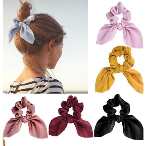 Women Fashion Silk Solid Color Scrunchie Elastic Handmade Multicolor Hair Band Ponytail Holder Headband Girls Hair Accessories