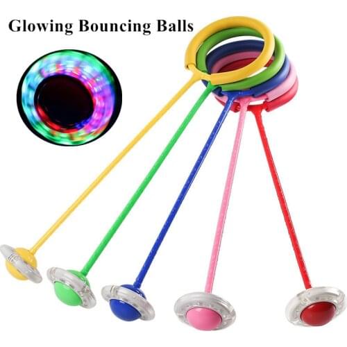 Glowing Bouncing Balls One Foot Flashing Skip Ball Jump Ropes Sports Swing Ball Children Fitness Playing Fun Entertainment Toys