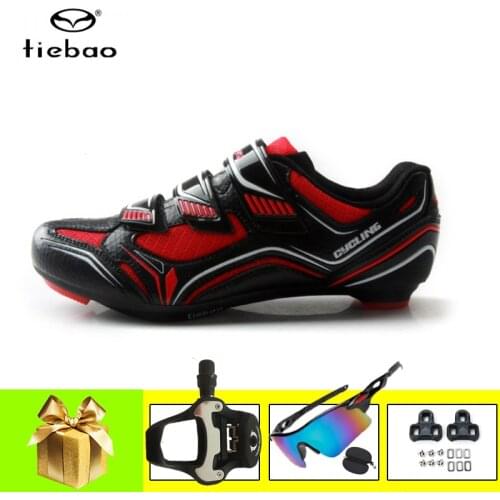 Tiebao Riding Bicyle Sneaker Men Women Breathable Road Bike Shoes Add SPD-SL Pedals Zapatos Ciclismo Self-locking Outdoor Sports