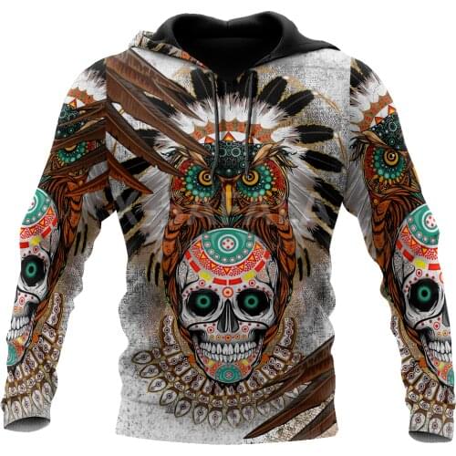 Sugar Indian Skull 3D All Over Print XS-7XL Hoodie Man Women Harajuku Outwear Zipper Pullover Sweatshirt Casual Unisex-7