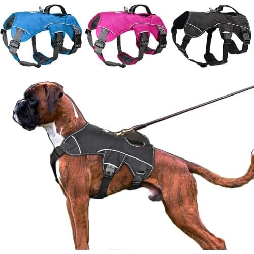 Outdoor DOG Vest Harness Padded Breathable PET VEST Adjustable Reflective Sports Dog Harness for Hiking/Walking/Camping