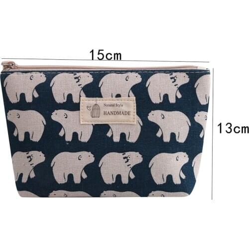Waterproof Print Small Makeup Bag Canvas Cosmetic Bags for Women Storage Travel Bags Zipper Pillow Multifunction Beauty Bag