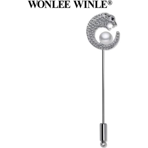 Wonlee Winle TOP Quality Copper With Austria Crystal Pearl Leopard Brooches for Women Fashion Jewelry