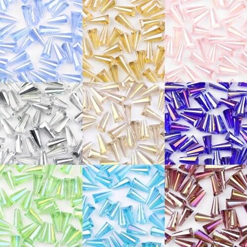 YHBZRET Tower shape Upscale Austrian crystal beads 6*12mm 50pcs conical glass Spacer loose beads For Jewelry Making bracelet DIY