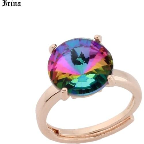 Top Quality Round Shape Open Ring 585 Rose Gold Color Wedding Rings For Women Bridal Fine Jewelry Engagement Adjustable Ring