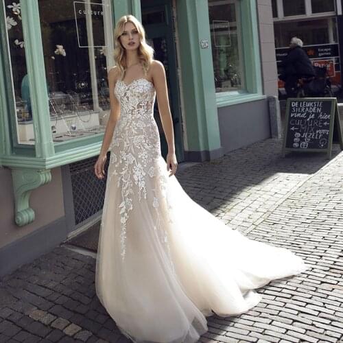 New Arrival Sweetheart Mermaid Wedding Dress 2021 Zipper Back Bridal Gown with Sweep Train Robes De Mariage
