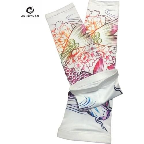 1pcs Outdoor Cycling Tattoo Printed Arm Sleeves Sun Protection Motobike Basketball Compression Arm Warmers Ridding Cuff Sleeve