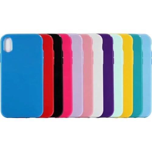 10pcs Candy Color Capa Case Solid Soft Gel TPU Rubber Silicone Glossy Protective Cover for iPhone XR XS MAX Coque
