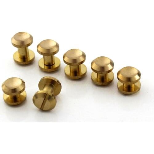 10pcs Solid Brass Concave Head Binding Chicago Screws Nail Rivets for Photo Album Leather Craft Studs Belt Wallet Fasteners