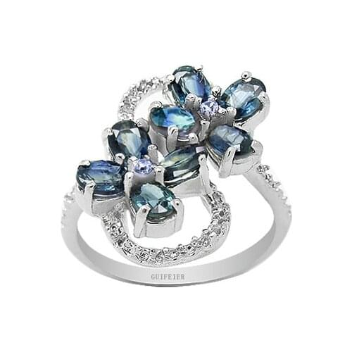 100% Natural Sapphire Ring for Party 3mm*4mm Real Sapphire Silver Ring 925 Silver Sapphire Jewelry