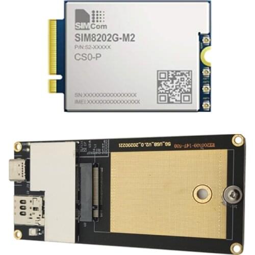 100% new&original 5G SIMCOM SIM8202G-M2 M.2 Multi-Band NR/LTE-FDD/LTE-TDD/HSPA+ Sub-6G module compatible SIM7912G SIM8200X-M2