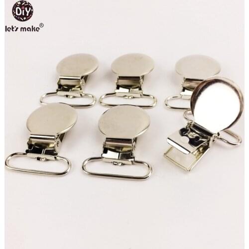 Lets Make Pacifier Clips 100PCS Round Metal Pacifier Holder Clips Flat Back Baby Pacifier Clip DIY Material