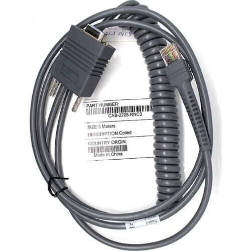 2PCS/1lot LS2208 Scanner 3M Rs232 Com Coiled Cable For Motorola Symbol LS2208 LS4208 DS6708 Barcode scanner Reader
