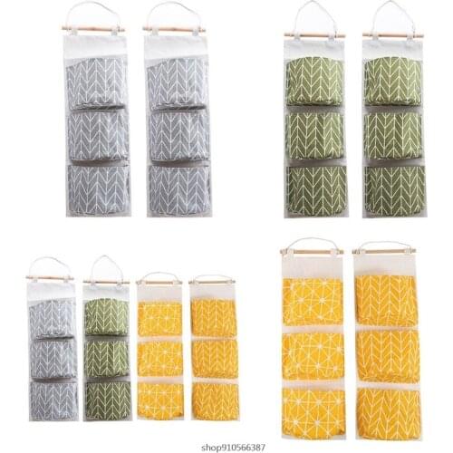 2Pcs Wall Hanging Storage Bag 3-pockets Multipurpose Hanging Contain for Bathroom Home Office Household Debris Storage wholesale