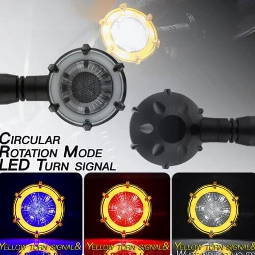 2 Pcs Motorcycle Turn Signal Lights Rotating Mode For Motorcycles Parts Modification Turn Round LED Signal Two-color U3E9