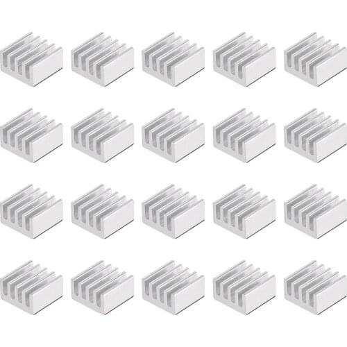 Uxcell 20Pcs E Shape Aluminum Heatsink with Self Adhesive Pad 3D Printer for 3D Printer IC Electronic RAM Computer Chip