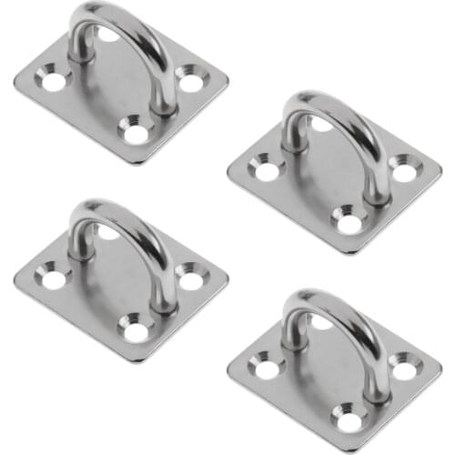 4pcs Heavy Duty 304 Stainless Steel Square Pad Eye Plate Shade Sailboat 6mm