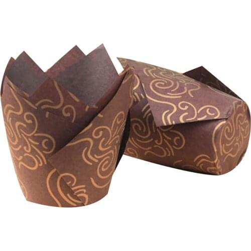 50pcs Tulip Baking Paper Cups Cupcake Muffin Liners Wrappers Baking Cups Muffin Treat Cup Wedding Hogard