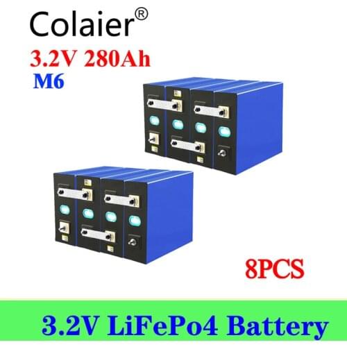 8pcs Colaier 4pcs 3.2v 280ah Lifepo4 Rechargeable Battery Lithium Iron Phosphate Solar Cell 12v 24v 280ah Grade A Lifepo4 Cell