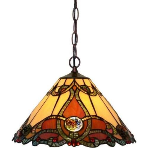 Baroque Tiffany Glass Suspension for Foyer Dining Room Bar Apartment Vintage Loft Colorful Glass Pendant Light 1133