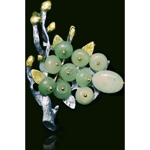 Natural Stone Flower Brooch Jewelry Large Brooches Metal Banquet Clothes Pins and Brooches Scarf Clip