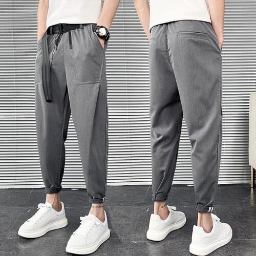 Pants Mens Straight Leg Solid Color Drape Fabric Crease Resistant Trousers For Harlem Casual Loose Sport Leisure The Price Of
