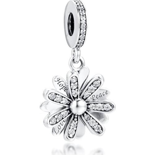 Sparkling Daisy Flower Bead 925 Sterling Silver Beads for Jewelry Making Fashion Jewelry DIY Beads Fit Charm Bracelet & Necklace