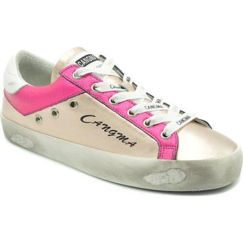 CANGMA Luxury Brand Designer Women Sneakers Shoes Patent Leather Retro Golden Casual Shoes Woman Girl Gold Adult Footwear