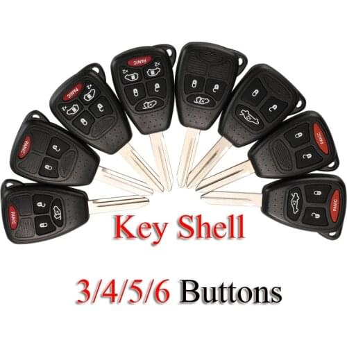 Kutery 10pcs/Lot Remote Key Shell For Chrysler Jeep Dodge Car Key Case Cover 2/3/4/5/6 Buttons With Uncut Blade Blank Fob Case